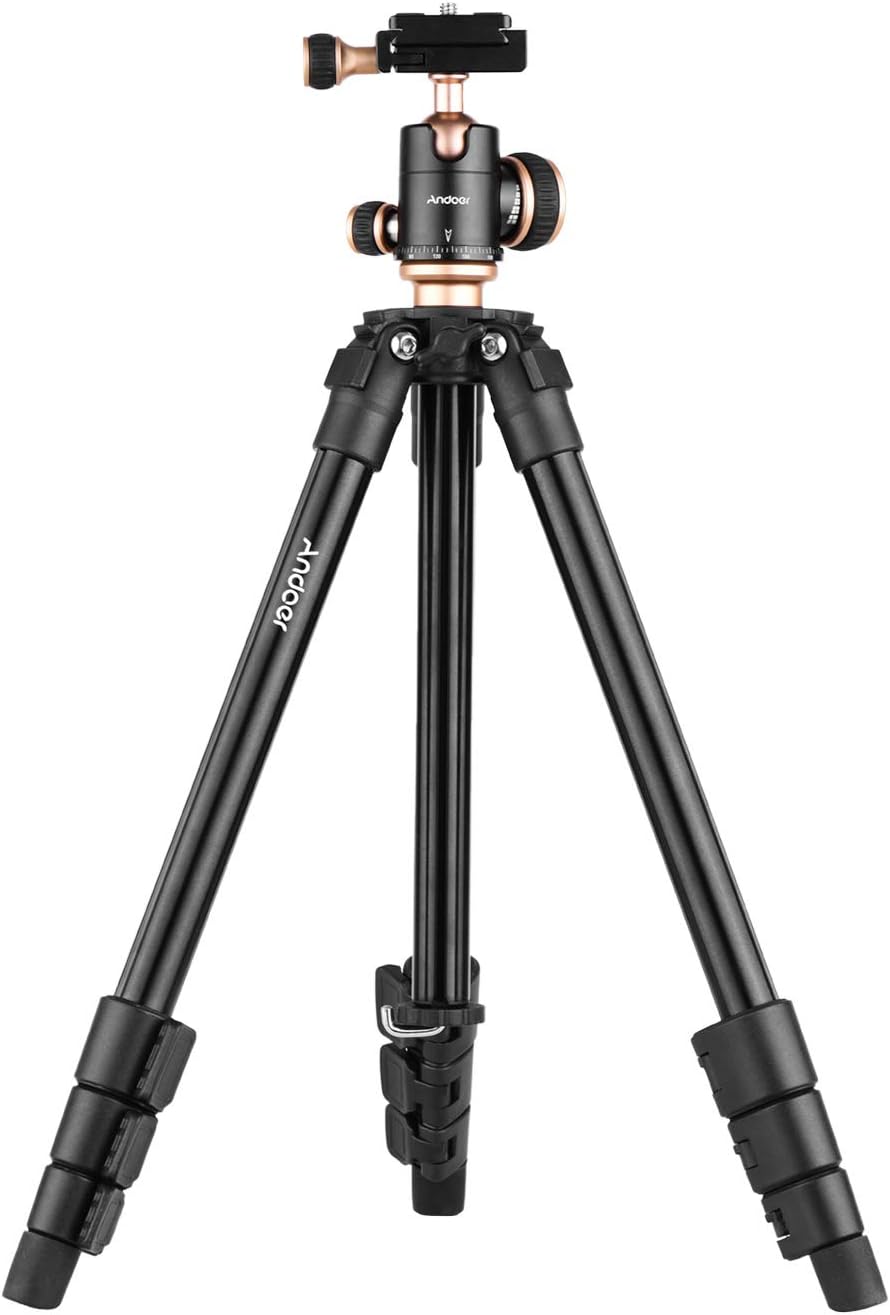 Andoer Q160SA panoramic ball head camera tripod with quick-release plate and adjustable height